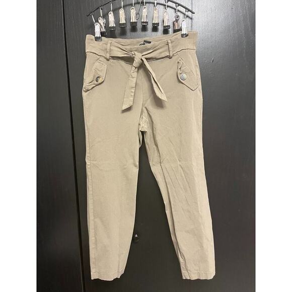 SOHO Apparel Tan Stretch Pants 1X Pull-On Belted Casual Trousers - Picture 3 of 9
